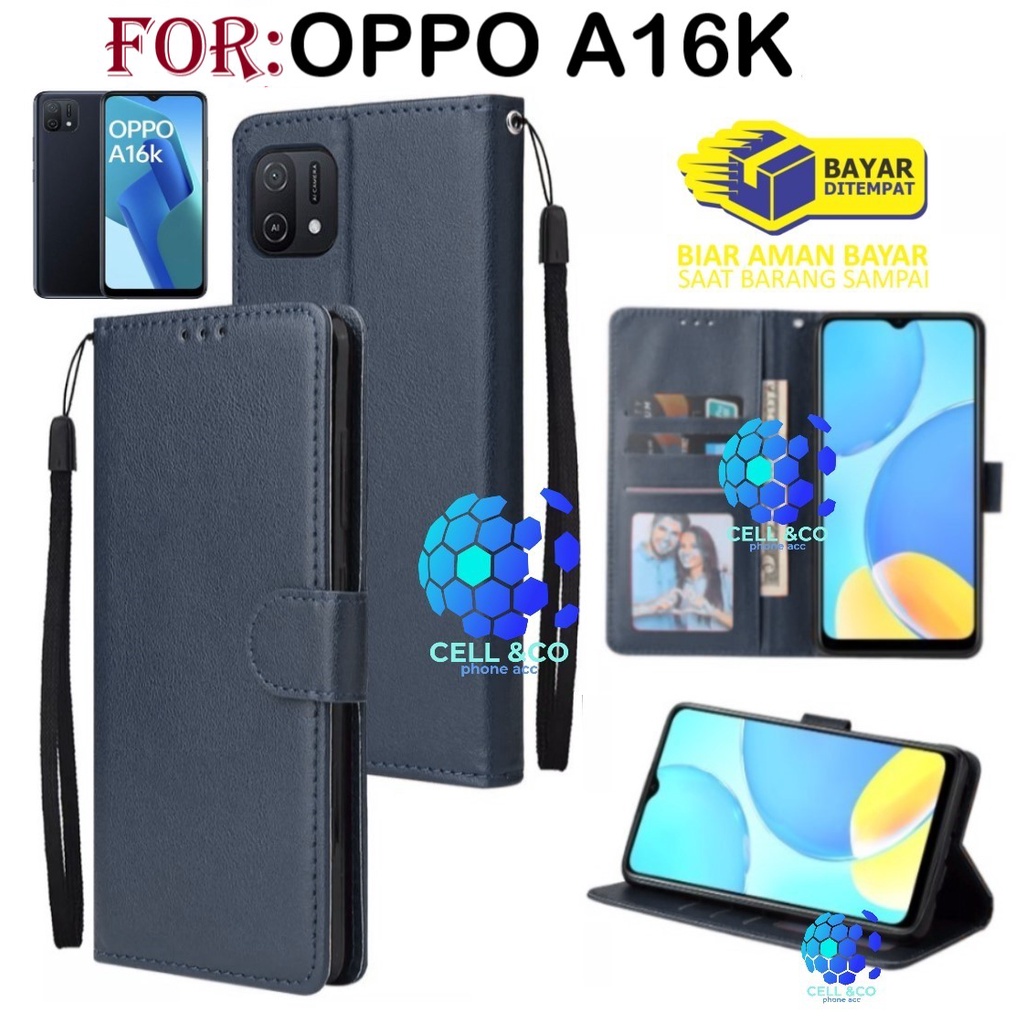 NEW OPPO A16K CASE FLIP LEATHER WALLET PREMIUM FLIP CASE BUKA TUTUP KESING HP CASING FLIP CASE WALLET OPPO A16K