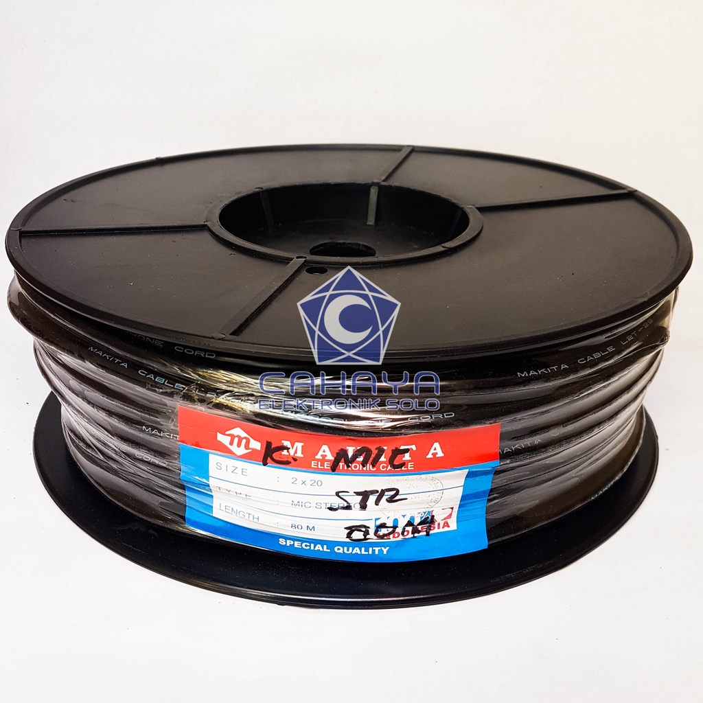 Kabel Mic Stereo 2x20 Makita 80 Meter - Audio Hitam SNI