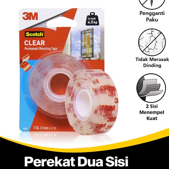 

3M Scotch Perekat 2 Sisi Double Tape 21 mm x 2 m Permanent Mounting Pengganti Paku / Baut 3M-4010C .