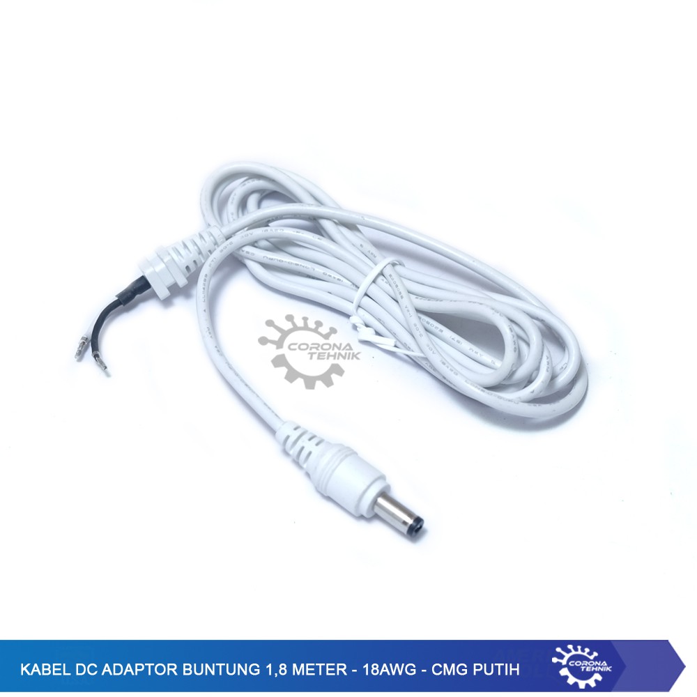 Kabel DC Adaptor Buntung 1,8 Meter - 18AWG - CMG Putih