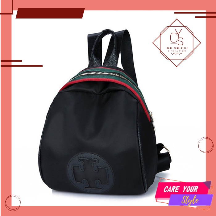Tas Ransel Wanita Backpack Mini Sekolah Kuliah Bahan Parasut Import Polos Simpel Cewek T261