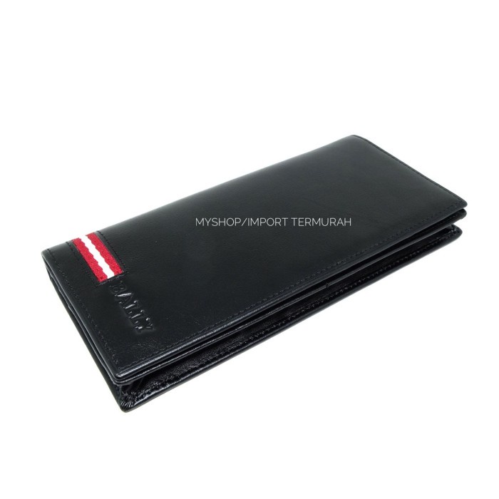 Dompet Panjang Kulit Pria Cowo Import Branded Bally B87 Black - Panjang(E9R8) Dompet Pria Pendek Res