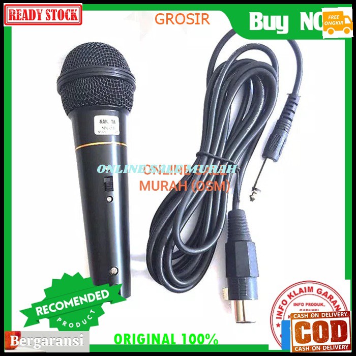 Nakata Mic kabel original 100% Microphone MIK cable karaoke vocal vocal profesional pro audio sound system pengeras suara mikrophone dynamic  BISA KE SEGALA JENIS SOUND AUDIO  Bahan dari PVC  Langsung nyala. Gk pake baterai  suara mantap, yg paling pentin