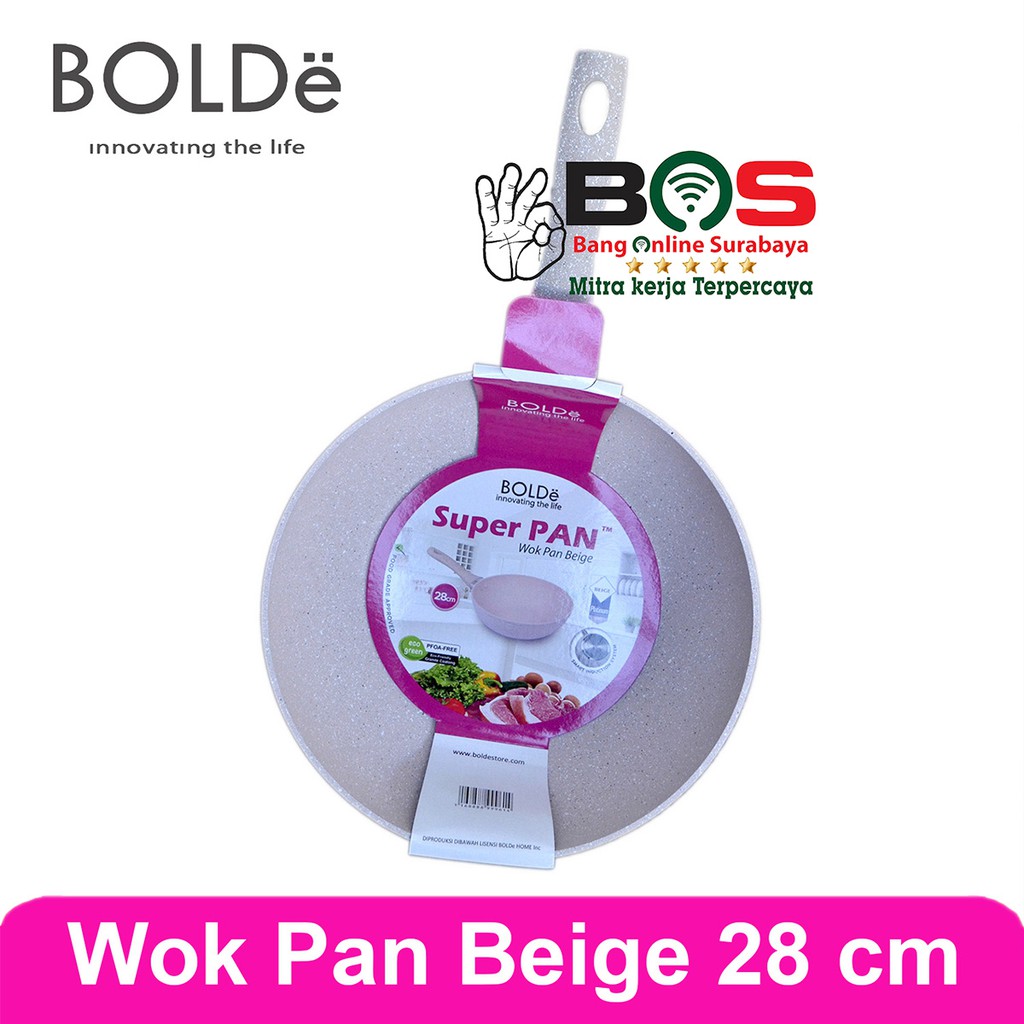 Bolde Super Pan Wok 28 CM Granite Beige Panci Wajan anti lengket