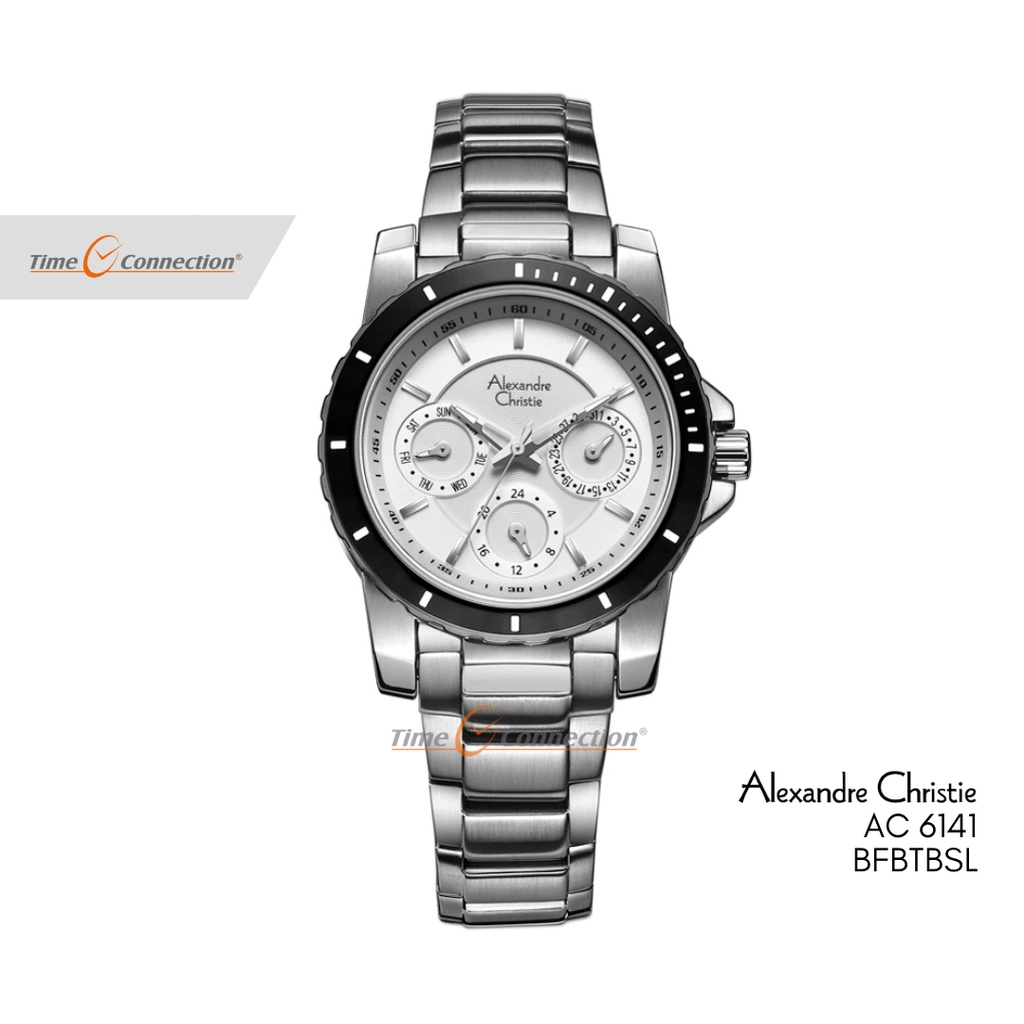 Alexandre Christie AC 6141 BFBTBSL Silver Putih Original / Jam Tangan Wanita Rantai / Stainless Stee