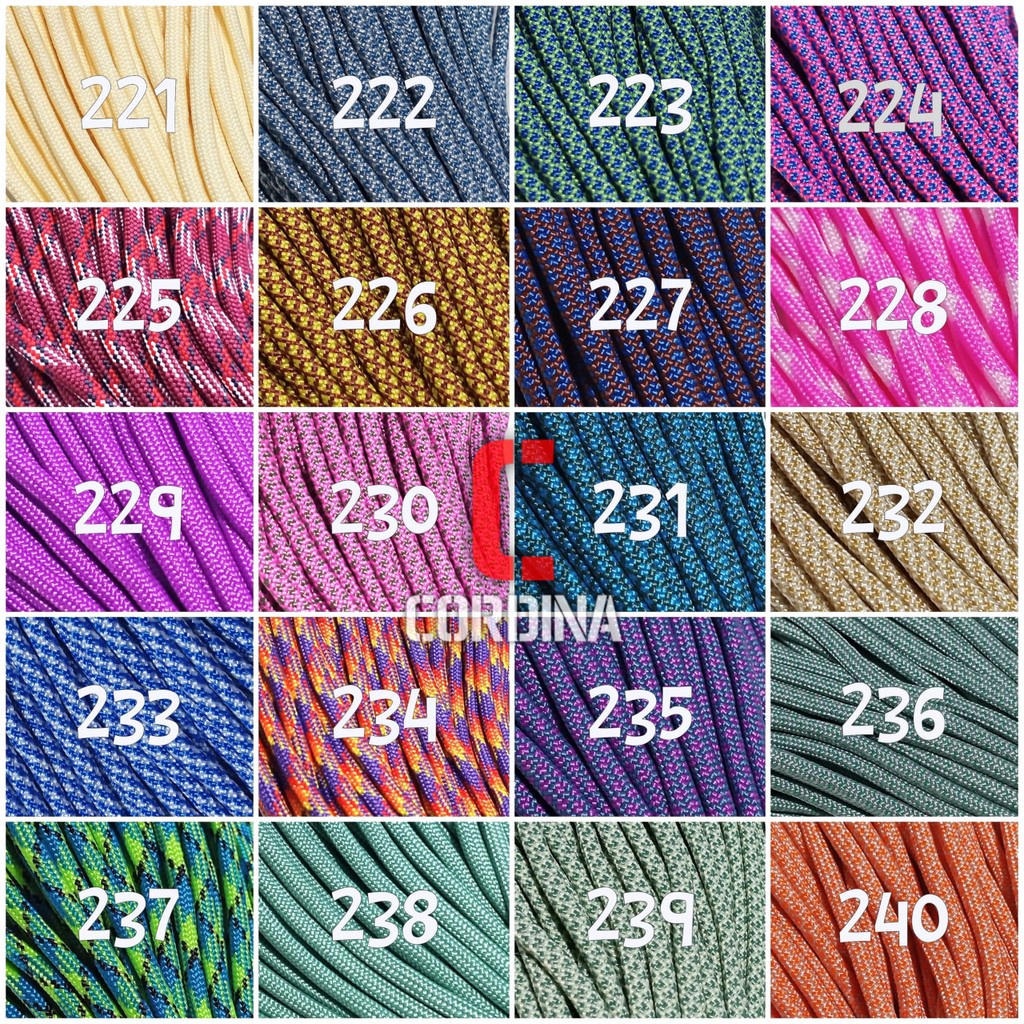 Tali Paracord Bahan Gelang DIY Kerajinan 4mm 7 inner Survival no. 221-240