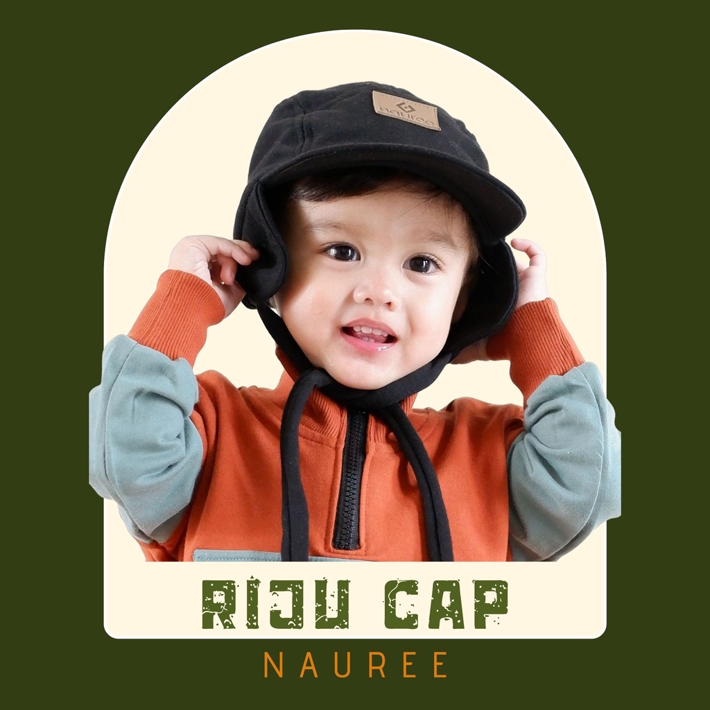 Nauree - Riju Cap Topi Tali Camper Hat Unisex Untuk Anak Perempuan Laki Laki Usia 1 2 3 4 5 6 Tahun Polos Bahan Tebal Jahitan Rapih Melindungi Agar Tidak Kedingin Nyaman Penutup Telinga