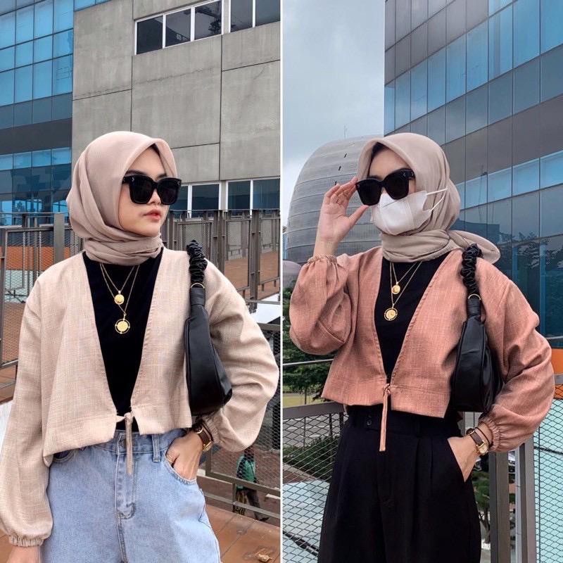 CASHA  - ZEC Cardigan SOJISE / Cardi Lana / Cardigan Wanita / Cardi Crop Tali / Outer Crop Wanita