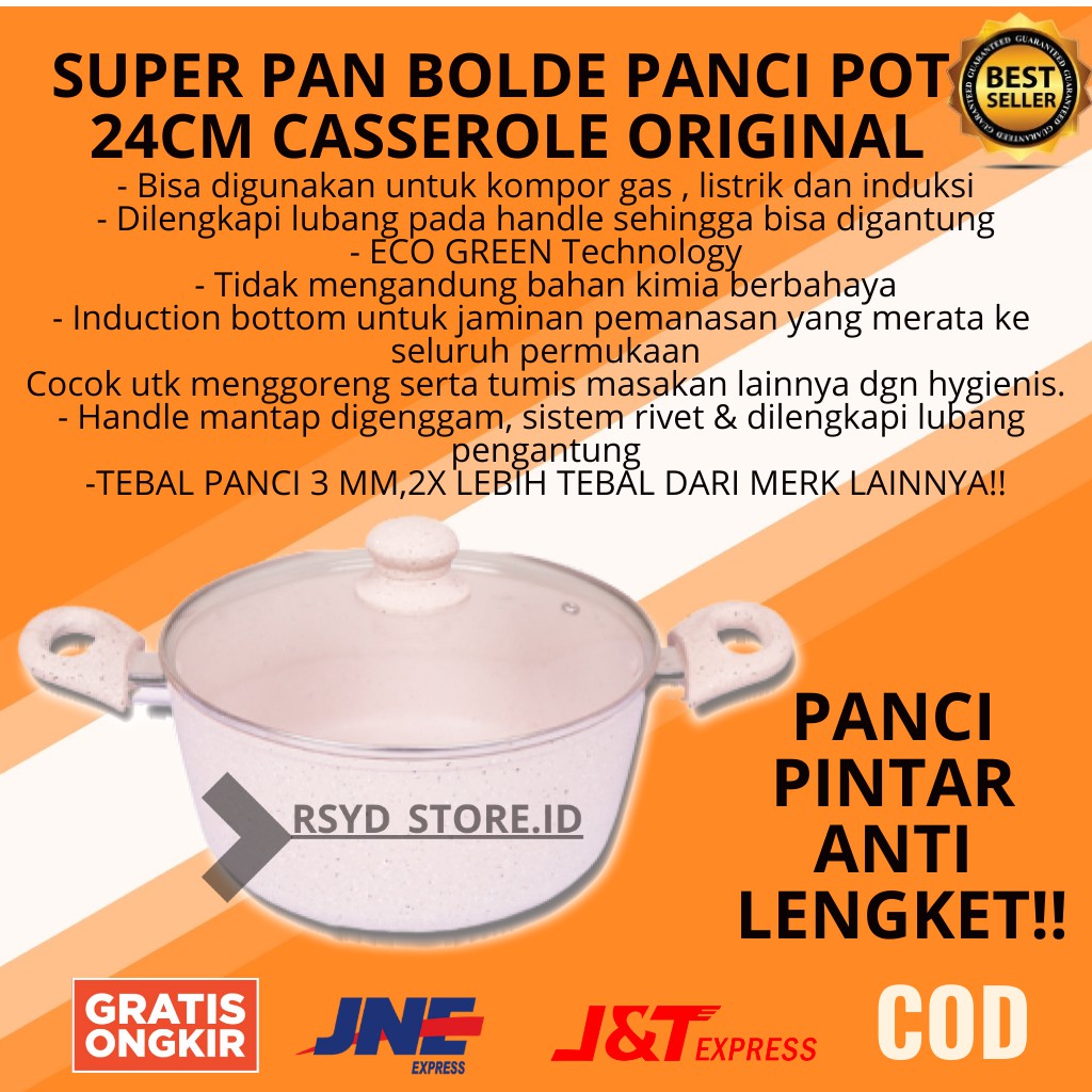 SUPER PAN PANCI POT ANTI  LENGKET  SERBAGUNA BOLDe 24 CM 