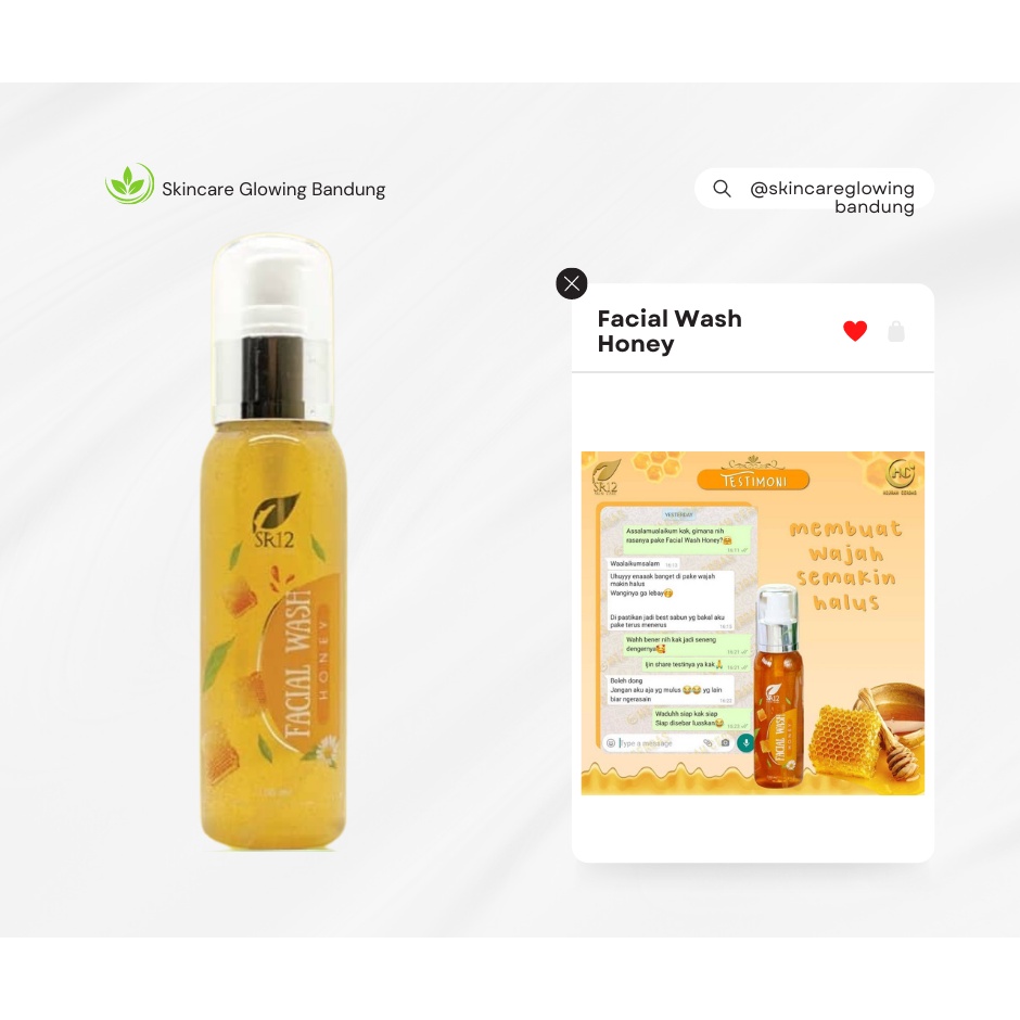 Facial Wash Honey SR12 Sabun Pembersih Wajah Aman Halal Natural Face Soap Sabun Wajah Skin Brightening Saop Glowing Face Wash