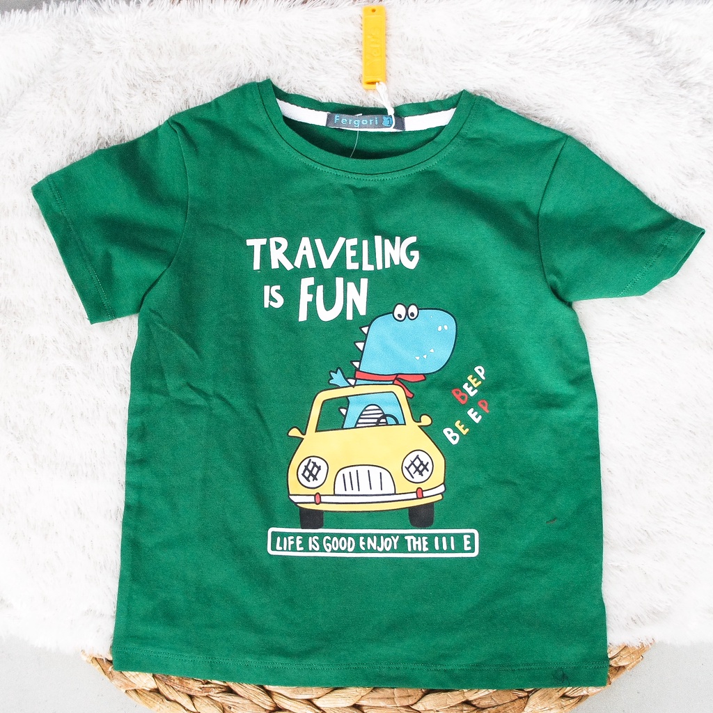 FERGORI Kaos Anak Laki - Laki Lengan Pendek Traveling Is Fun B1077