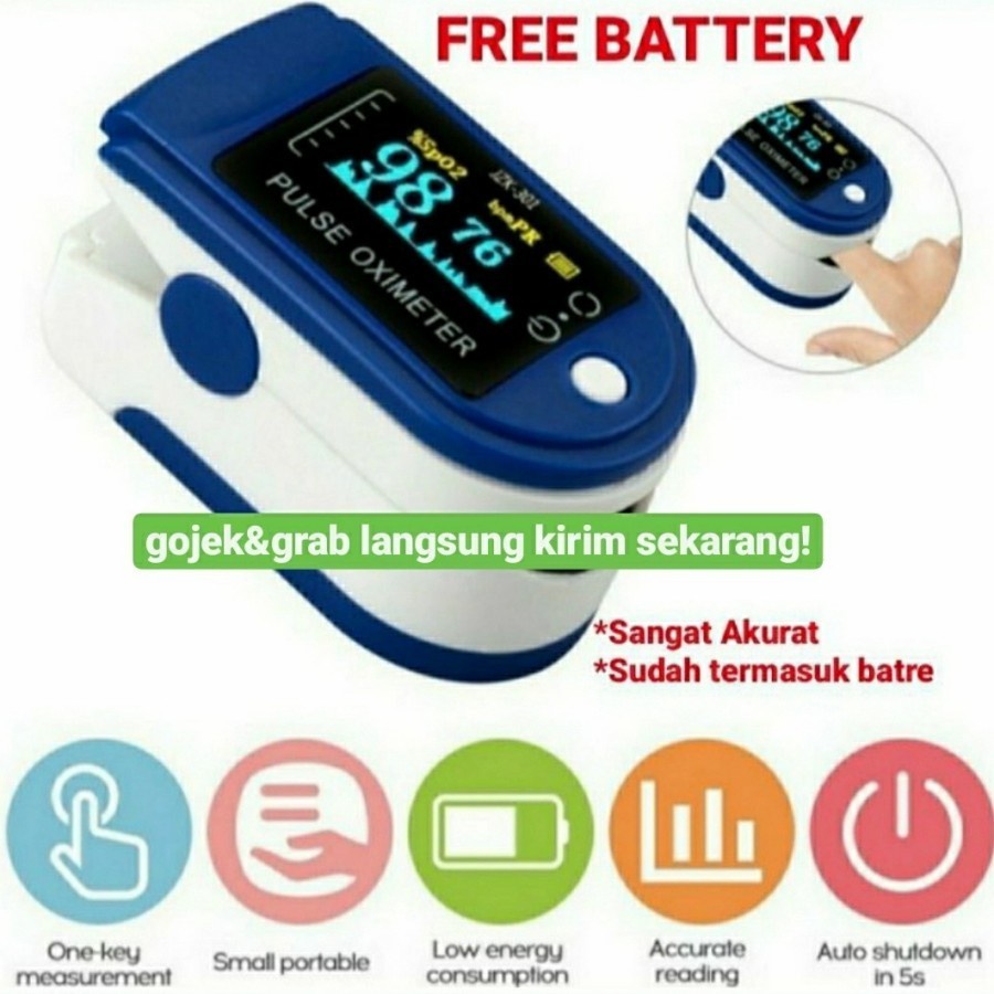 Fingertip Pulse Oximeter Oxymeter Alat Ukur Kadar Oksigen Dalam Darah