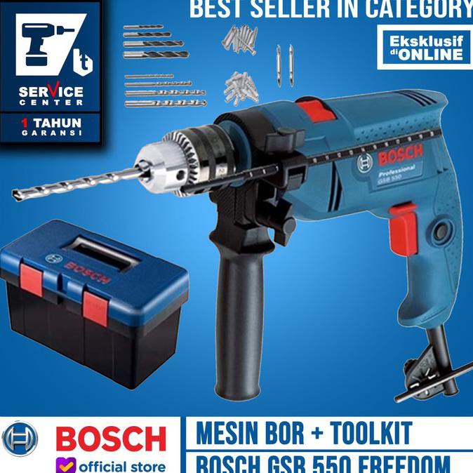 -READY- MESIN BOR BOSCH GSB 550 PLUS FREEDOM KIT