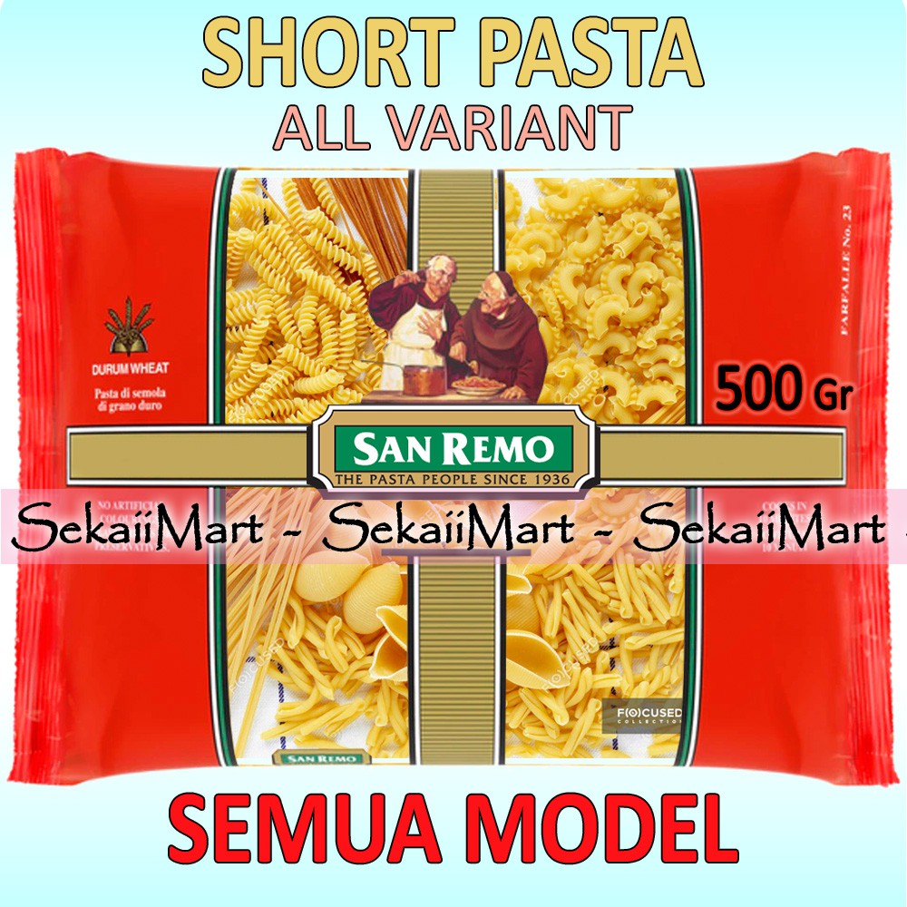 

SAN REMO Short Pasta 500g All Variant - SANREMO Pasta Gandum Model Pendek LENGKAP Semua Model Halal