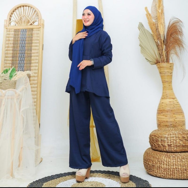 Tari set stelan baju dan celana outfit muslik