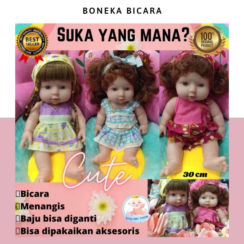 BEST SELLER! BPA FREE Boneka Bayi Perempuan Reborn Bicara Menangis Cantik Vinyl Silikon Bisa Mandi