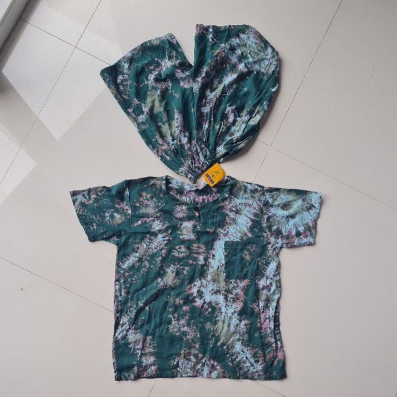 Baju set Bali merk KRISNA anak laki - laki / boy size XXL (umur 8 - 10 thn) green NEW