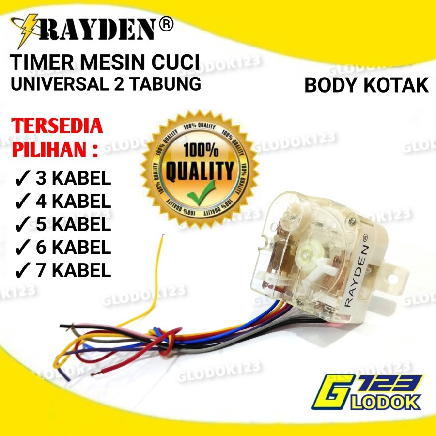 Timer Mesin Cuci 2 Tabung Universal 3,4,5,6,7 Kabel Body Kotak