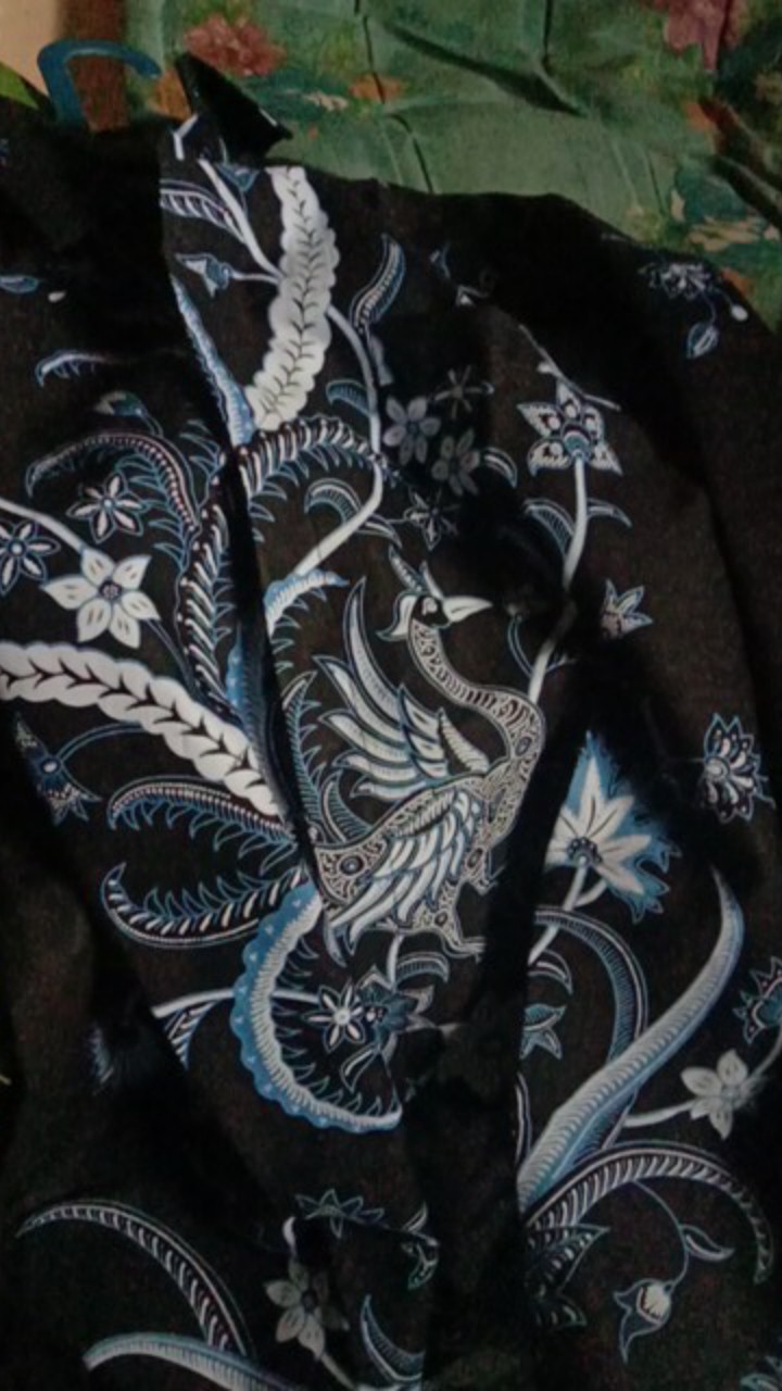 Merak Njoget Biru Panjang Kemeja Batik Pria Full Furing Katun Sragenan