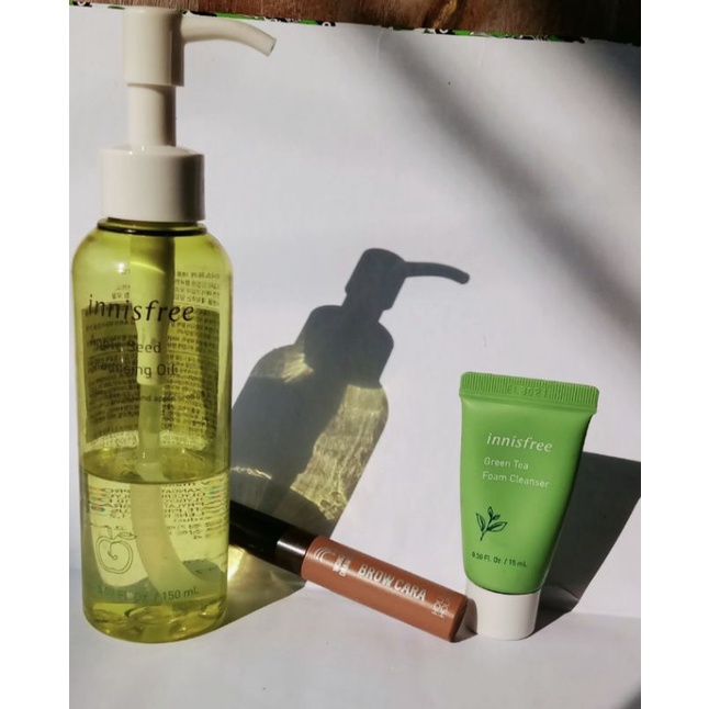 Preloved Innisfree Apple Seed Cleansing oil / Green Tea Facial Cleanser / holika-holika browcara