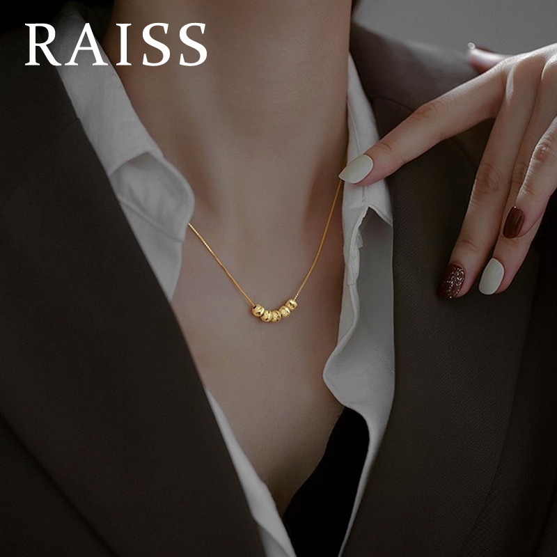 Kalung Titanium Asli Manik Beruntung Cantik Lapis Emas 18k Wanita Anti Karat Perhiasan
