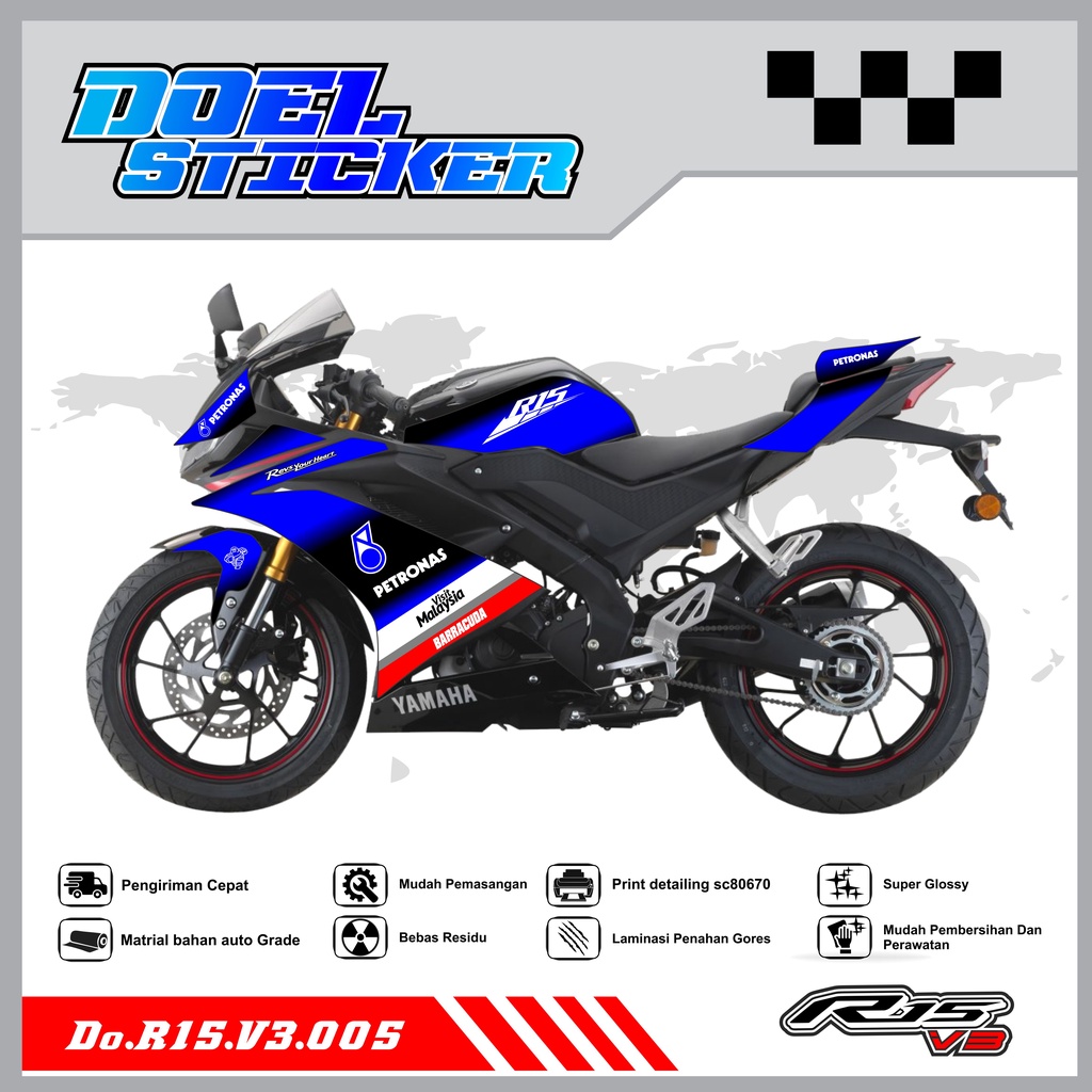 STICKER STRIPING R15 V3 - STICKER STRIPING SEMI FULL LIST VARIASI HOLOGRAM , CROME R15 V3 DOEL 005