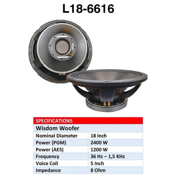 Speaker wisdom 18inch L18-6616 6616 original