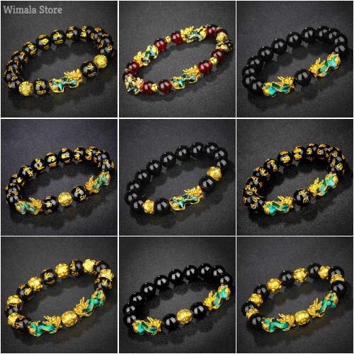 Gelang Keberuntungan Obsidian Pixiu Dapat Berubah Warna Thermo Pi Xiu Bracelet Feng Shui