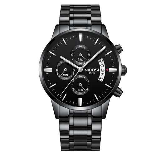 NIBOSI Jam Tangan Kasual Pria JT 85 Wristwatch Cowok Stainless Steel Keren Cowo Kekinian Waterproof