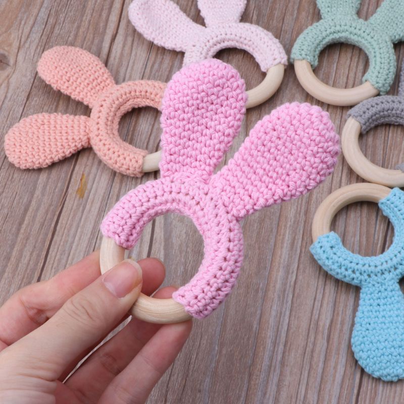 Mary 2Pcs / set Mainan teether Ring Kayu Alami Organik Untuk Bayi