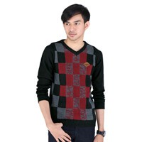 Baju Rajut Pria Casual / Atasan Rajut Pria / Rajut Premium ZM 081 - Hitam Kombinasi,One Size ea17