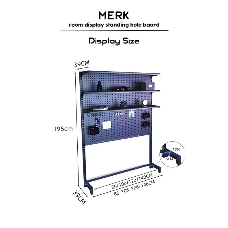 MERK Room Display Standing Holeboard 1 Set Papan Berlubang Pegboard