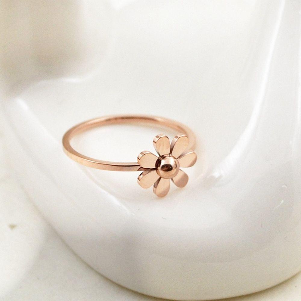 R-flower Cincin Titanium Pria Camelia Kawin Pasangan Rose Gold