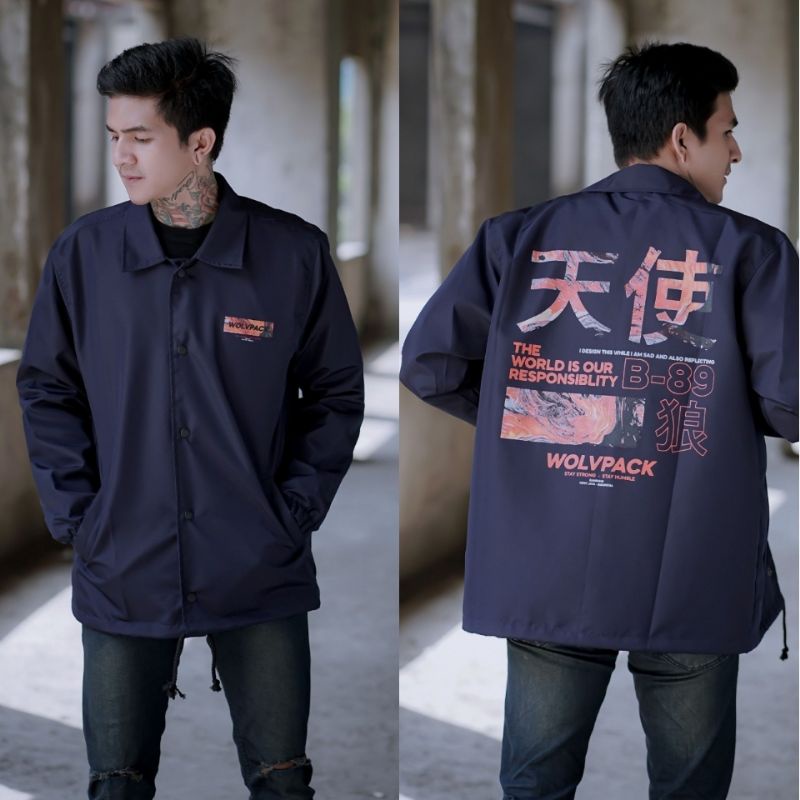 COACH JACKET - JAKET COACH - JAKET COACH PRIA - COACH JAKET - JACKET COACH - JAKET CHOACH-Kaguya Navy