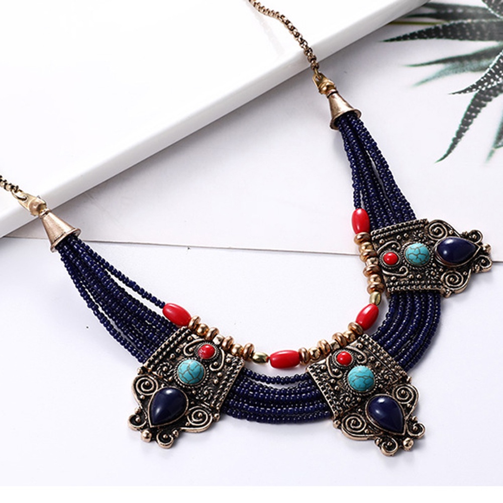 Hu Hu Hu Hu Hu Alat Bantu Pasang Kacamata♡ Kalung Rantai Multilayer Aksen Manik-Manik Berlian Imitasi Gaya Boho Untuk Wanita