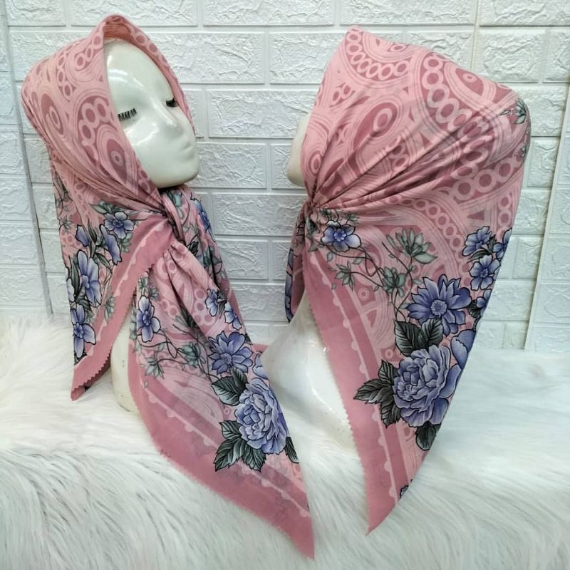 NUANSA PINK hijab segiempat denay voal motif semarang