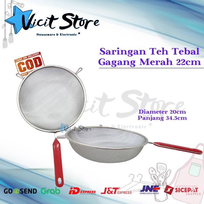 Saringan Teh / Jeruk Gagang Merah Tebal / Saringan Ceko 22cm