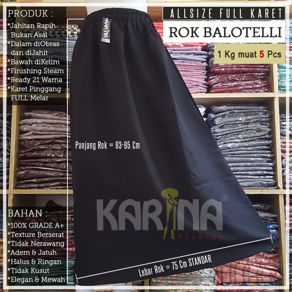 Rok Panjang Balotelli Polos Full Karet Premium Murah Original Baloteli (Produsen Rok Wolfis Amunzen)