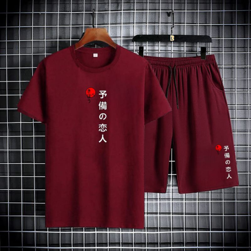 STELAN ( JEPANG ) STELAN PRIA DEWASA 1 SET KAOS DISTRO + CELANA PENDEK MODEL TERBARU