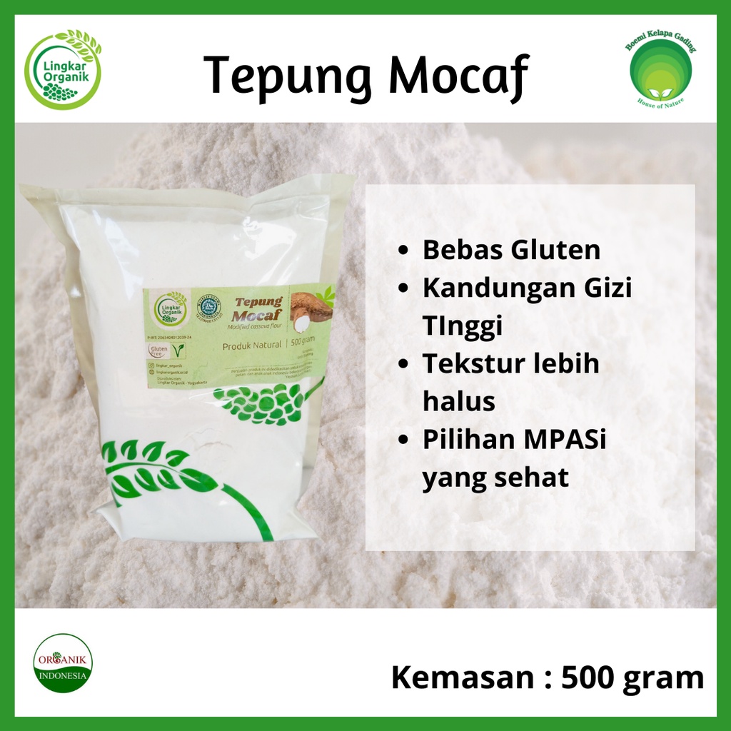 

Lingkar Organik Tepung Mocaf 500 gram Modified Cassava Flour MPASI