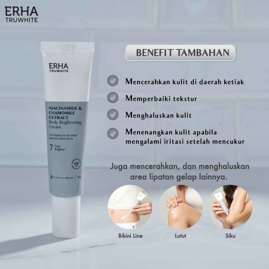 ERHA Krim Pemutih Ketiak - Truwhite Niacinamide &amp; Chamomile Extract Body Brightening Cream