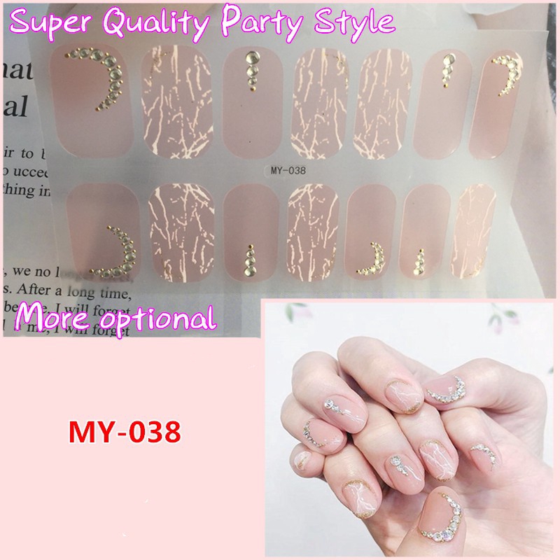 MY032-090 3D Vision Finger Nail Sticker Party Style Nail Art Diamond Pearl Gem Gradient DIY Manicure