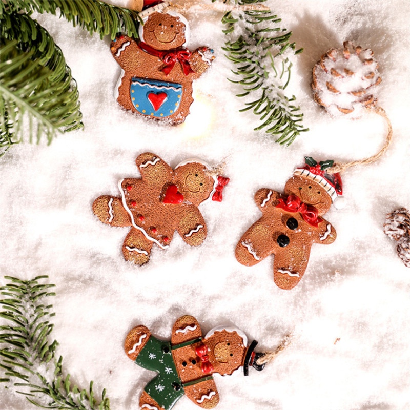 Ornamen Gantung Bentuk Gingerbread Man Bahan Resin Untuk Dekorasi Pohon Natal