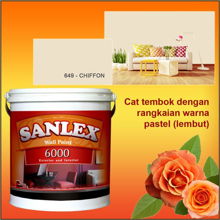 Cat Tembok SANLEX 6000 - Warna 649 Chiffon Galon 5 kg
