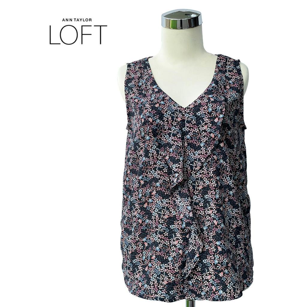 Blouse Wanita - LOFT Ruffle Floral Print Sleeveless Top (TT-127)