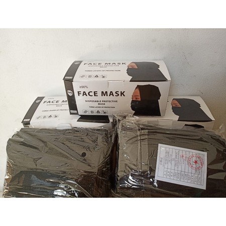 MASKER HEADLOOP HIJAB 3Ply FACEMASK ANTI VIRUS 1Box Isi 50PCS IMPORT