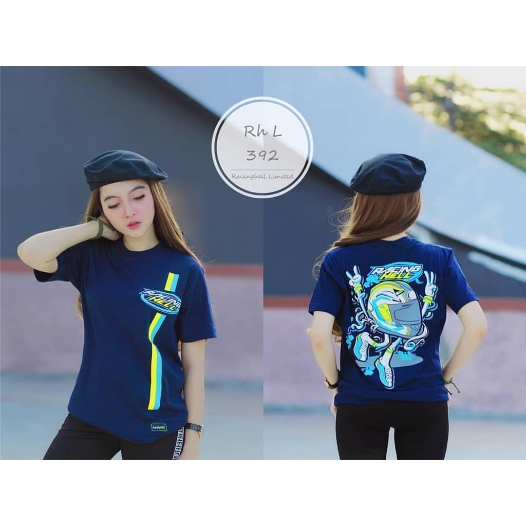 BAJU KAOS DISTRO RACING HELL HELMETS ROCKERS NAVY / BAJU KAOS UNISEX / BAJU PEMBALAP / BAJU ANAK MOTOR