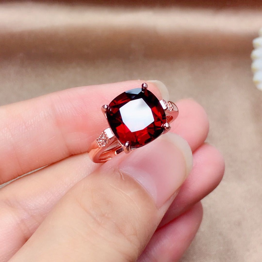 perak asli 925 cincin Wanita Batu Permata Merah Cincin yang Dapat Disesuaikan Perhiasan Fashion JZA074