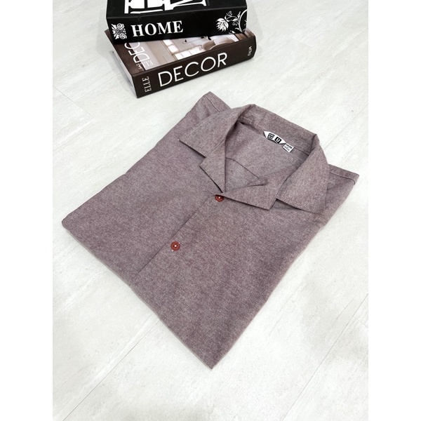 Uniqlo Open Collar Shirt - Kemeja Lengan Pendek-Open collar lilac