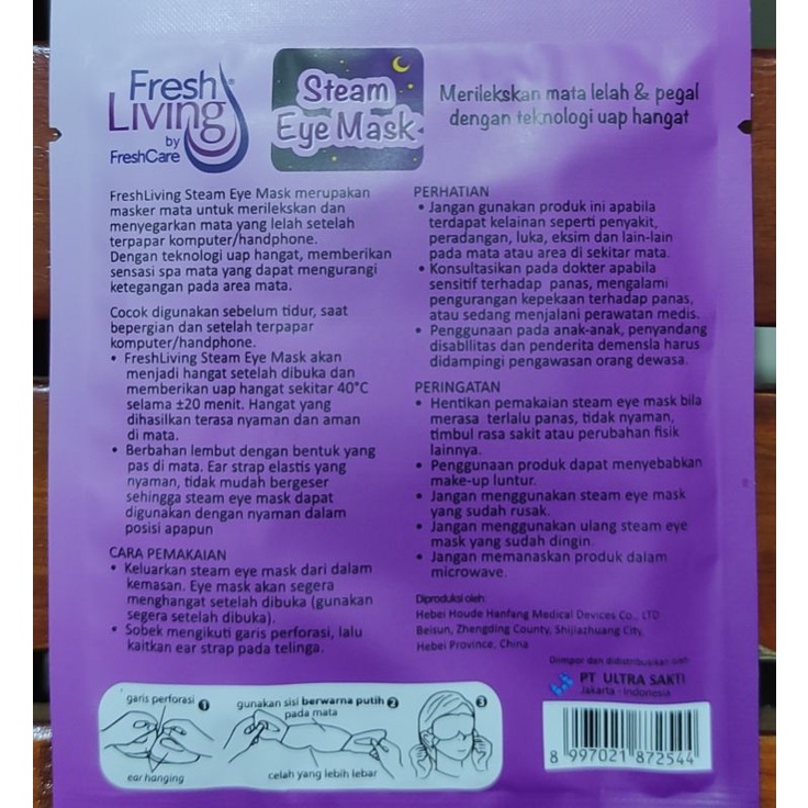 FreshLiving Masker Mata Lavender / Steam Eye Mask / Spa Mata / Merilekskan dan Menyegarkan Lelah / Freshcare